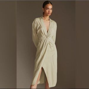 Anthropologie - V-Neck Knot Front Midi Dress size 8